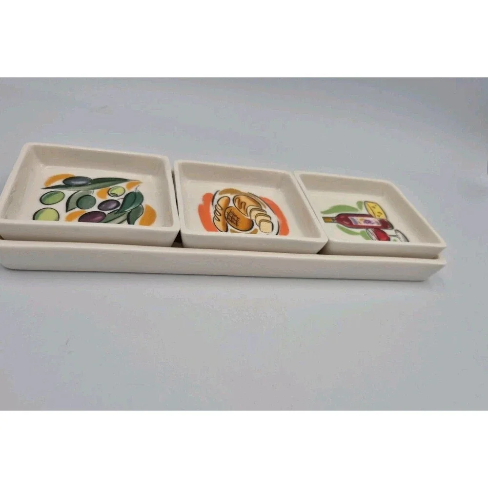 Vintage  Avon Party Crudité Cracker or Bread & Toppings Servers Trays Great Cond